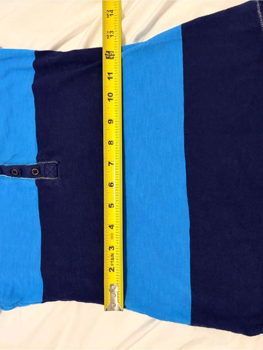 Justice Girls Size 12 Blue & Navy Striped Henley Short Sleeve Top